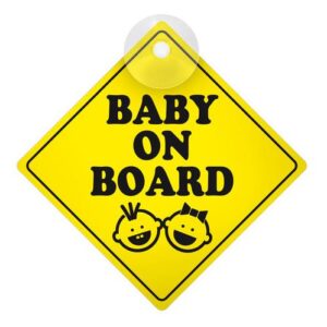 Lampa Σήμα Baby on Board με Βεντούζα Κίτρινο