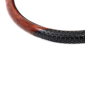 AMiO Κάλυμμα Τιμονιού Αυτοκινήτου SWC-11-Μ με Διάμετρο 37-39εκ. Συνθετικό Μαύρο/Ξύλο