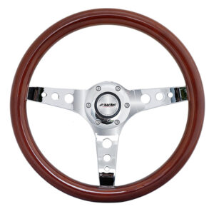 Simoni Racing Τιμόνι Αυτοκινήτου Didier Ξύλινο Τριάκτινο με Διάμετρο 35cm Ασημί/Καφέ Κωδικός: SRARN