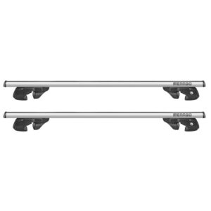 Menabo Μπάρες Οροφής Αλουμινίου Sherman 120εκ. Universal για Αυτοκίνητα με Εργοστασιακές Μπάρες (Σετ με πόδια και κλειδαριά) Μαύρες Κωδικός: 9590/MB