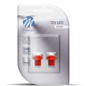 M-Tech Λάμπες Αυτοκινήτου & Μοτοσυκλέτας 12V Led B8.5D LED Κόκκινο 12V 0.24W 2τμχ