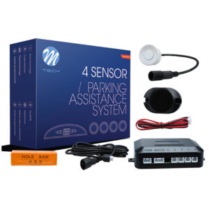 M-Tech Σύστημα Παρκαρίσματος Αυτοκινήτου με Buzzer και 4 Αισθητήρες 21.5mm σε Λευκό Χρώμα Κωδικός: CP6W