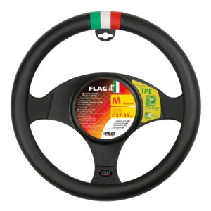 Lampa Κάλυμμα Τιμονιού Αυτοκινήτου Flag It με Διάμετρο 37-39εκ. από Δερματίνη Μαύρο