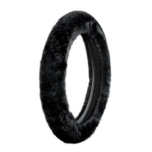 Lampa Κάλυμμα Τιμονιού Αυτοκινήτου Comfort Wheel με Διάμετρο 36-42εκ. Δερμάτινο Μαύρο Γούνινο