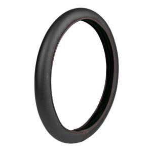 Lampa Κάλυμμα Τιμονιού Αυτοκινήτου Skin-Cover Elasticized με Διάμετρο 38-40εκ. από Δερματίνη Μαύρο με Κόκκινη Ραφή