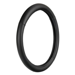 Lampa Κάλυμμα Τιμονιού Αυτοκινήτου με Διάμετρο 34εκ. Δερμάτινο Μαύρο με Μαύρη Ραφή