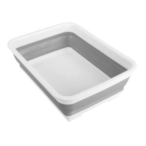 Κουβας Πλυσιματος Καλαθι Μεταφορας Αντικειμενων Πτυσσομενος 5>25cm Χειρολαβη 10lt Λευκο Γκρι Lampa L4072.0