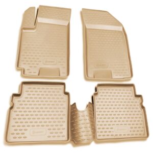 Novline Σετ Μπροστινά και Πίσω Πατάκια 4τμχ Τύπου Σκαφάκι για Chevrolet Aveo 2003-2011 Μπεζ Κωδικός: NLC.08.06.212K