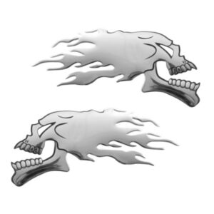 Lampa Αυτοκόλλητα Αυτοκινήτου Skulls 14 x 6.5cm σε Ασημί Χρώμα 2τμχ Κωδικός: L1503.1