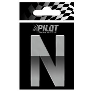 Lampa Αυτοκόλλητο Γράμμα Αυτοκινήτου 3D "N" 7cm σε Ασημί Χρώμα Κωδικός: L0712.3