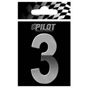 Lampa Αυτοκόλλητος Αριθμός Αυτοκινήτου 3D "3" Type 4 7cm σε Ασημί Χρώμα Κωδικός: L0713.9