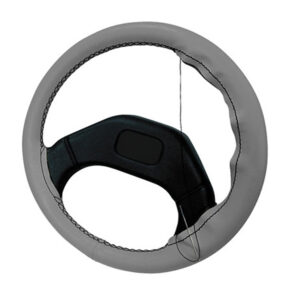 Lampa Κάλυμμα Τιμονιού Αυτοκινήτου Ραφτό με Διάμετρο 37-39εκ. Δερμάτινο Γκρι