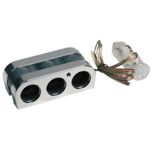 Lampa Φορτιστής Αυτοκινήτου με Θύρες: 3xΑναπτήρα μαζί με Καλώδιο Ενσωματωμένο Ασημί Χρώμα Κωδικός: L3908.3