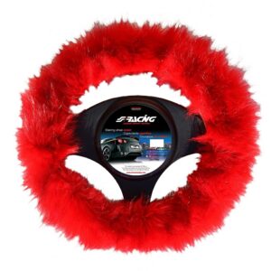 Simoni Racing Κάλυμμα Τιμονιού Αυτοκινήτου Flurry Fur με Διάμετρο 37-39εκ. Γούνινο Συνθετικό Κόκκινο
