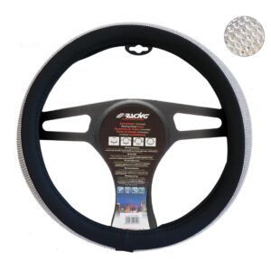 Simoni Racing Κάλυμμα Τιμονιού Αυτοκινήτου με Διάμετρο 37-39εκ. από Δερματίνη Μαύρο με Στρας