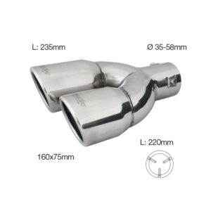 Simoni Racing Μπούκα Εξάτμισης Universal Διπλό INOX 165x77mm Κωδικός: SRTRX/18R