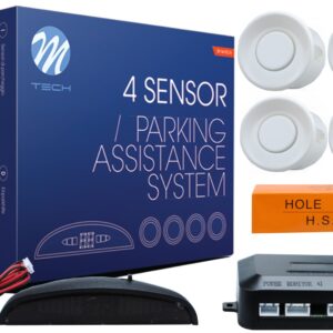 M-Tech Σύστημα Παρκαρίσματος Αυτοκινήτου με Οθόνη και 4 Αισθητήρες 18mm 9-15 V σε Λευκό Χρώμα Κωδικός: CP14W