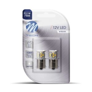 M-Tech Λάμπες Αυτοκινήτου P21W LED 12V 1.6W 2τμχ
