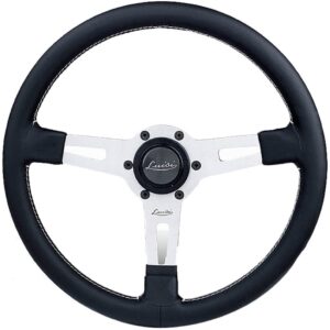 Luisi Τιμόνι Αυτοκινήτου Sharav 340 Δερμάτινο Τριάκτινο με Διάμετρο 34cm Λάμα Ασημί/Μαύρο Κωδικός: 23451/01