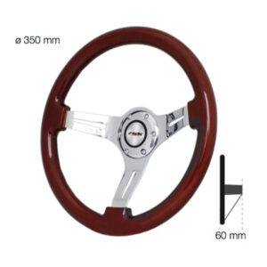 Simoni Racing Τιμόνι Αυτοκινήτου Didier Ξύλινο Τριάκτινο με Διάμετρο 35cm Ασημί/Καφέ Κωδικός: SRDID