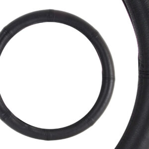 AMiO Κάλυμμα Τιμονιού Αυτοκινήτου Δερμάτινο Μαύρο με Μαύρη Ραφή /AM