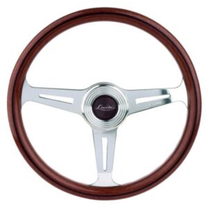 Luisi Τιμόνι Αυτοκινήτου Montecarlo Ξύλινο Τριάκτινο με Διάμετρο 39cm Λαμα Ασημί/Καφέ Κωδικός: 33907